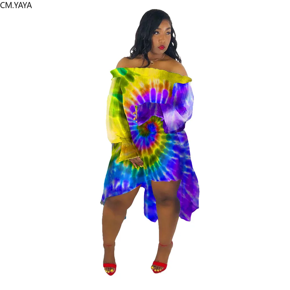 Женское шифоновое платье с принтом длинным рукавом и открытыми плечами 5