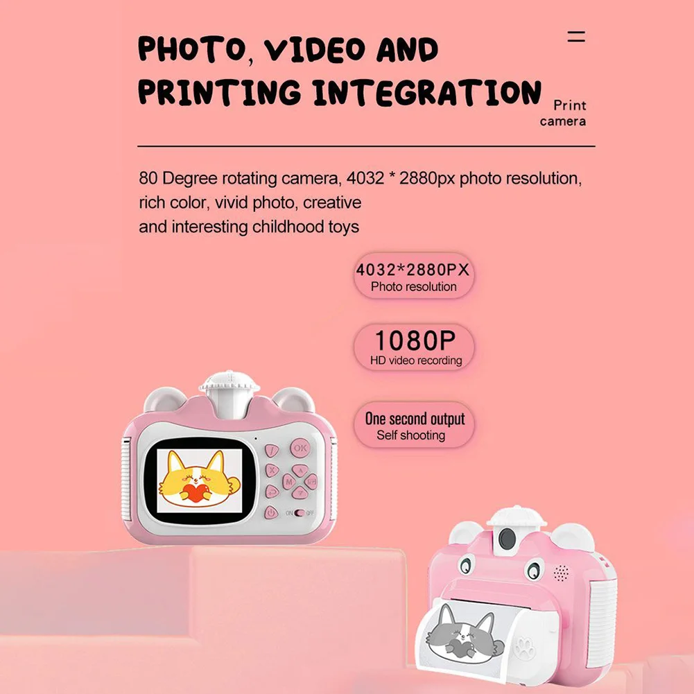 

Kids Cute DIY Instant Print Camera Mini Digital Photo Camera toys Photography Video Recorder Printing Camcorder Children Toys