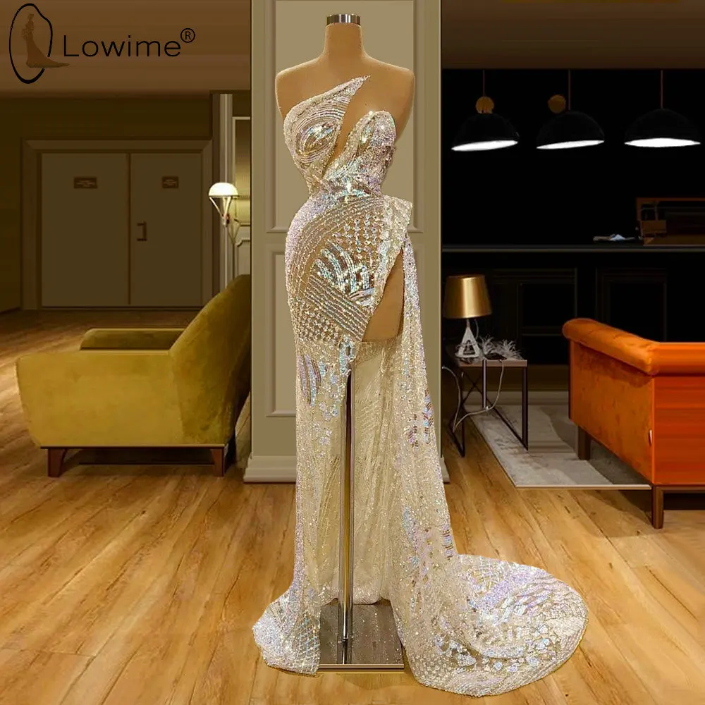 

Robe De Soiree Sparkly Evening Dresses Illusion O Neck Middle East Saudi Arabia Prom Party Gowns vestido de festa