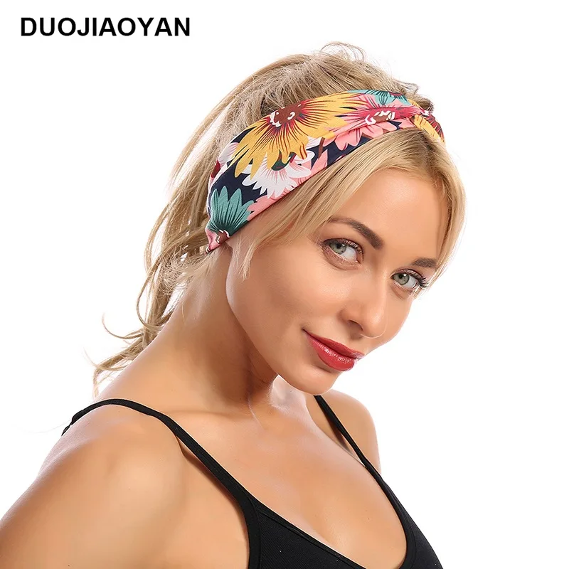 

Elastic colored sunflower cross hair band sports Yoga Headband Cute and fashionable girl hair band decoration best gift for girl
