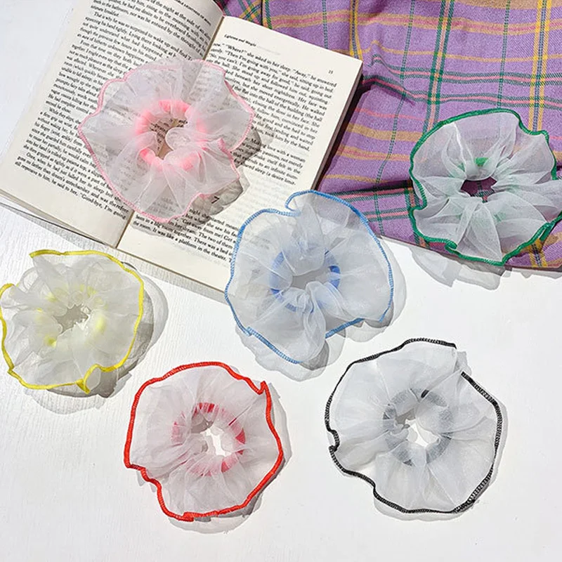 

Woman Mesh Scrunchies Fashion Hair Ties Elastic Hairband Hair Accessories For Woman Hair Gum Head Ornaments Rubber Band Fashion