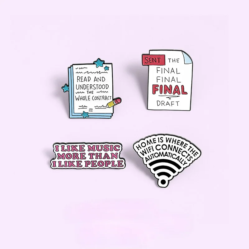 Эмалированные булавки с цитатами музыка WIFI чтение компьютерных файлов забавные