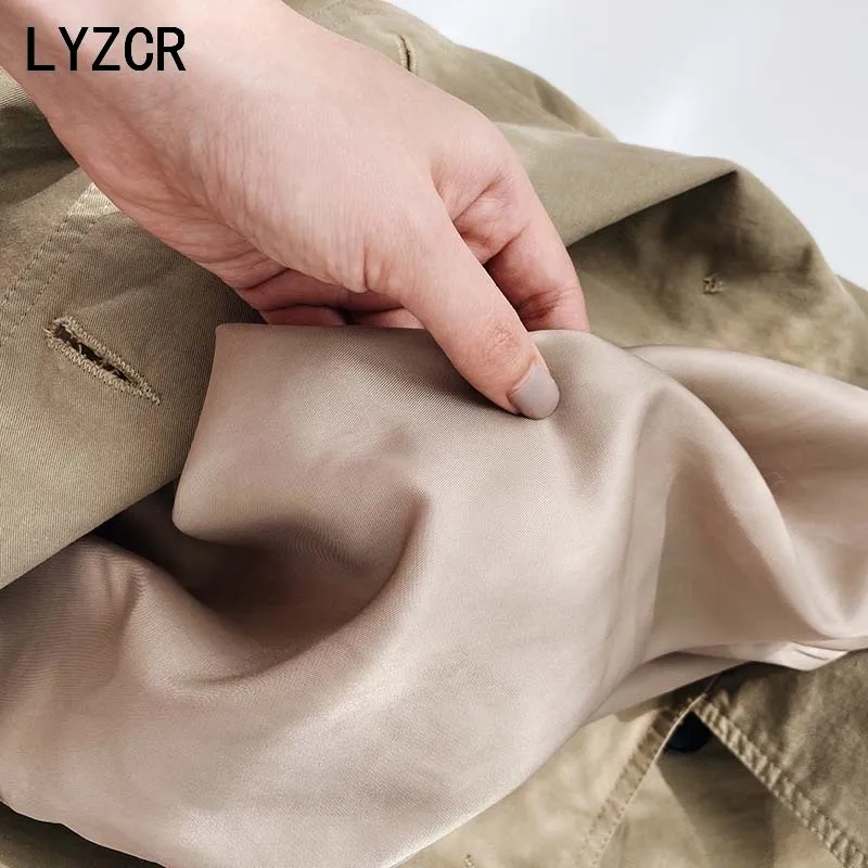 

LYZCR Autumn Winter Women's Trench Coat For Women Englant Fashion Long Coat With Belt Outwear Black Windbreaker Women 2020