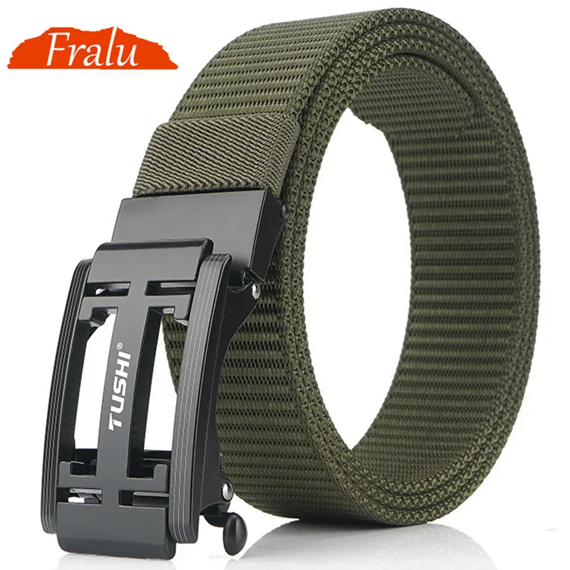 FRALU 2021 Mens Military Nylon Belt New Technology Automatic Buckle Hard Metal Tactical Belt for Men 3mm Soft Real Sports Belt