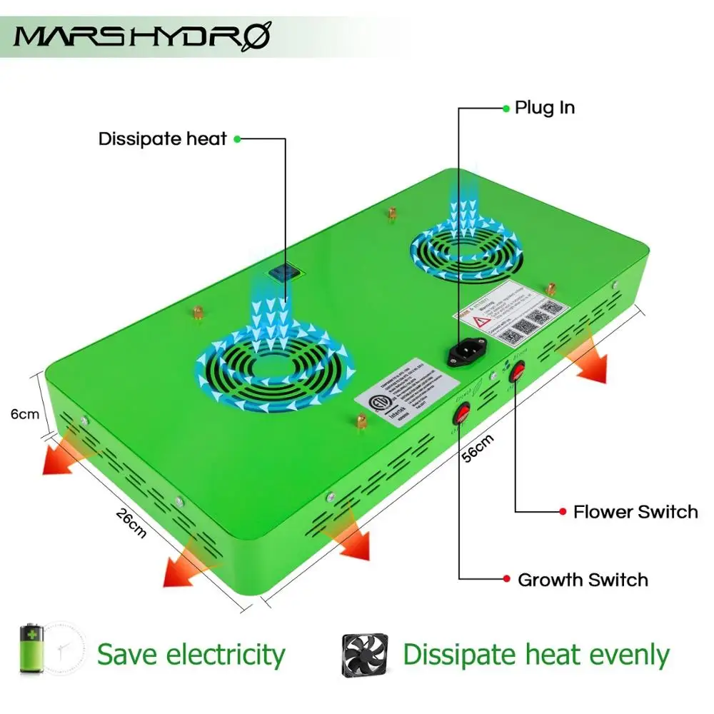 Гидроотражатель Mars 600 Вт светодиодная лампа для выращивания растений|led grow light|grow