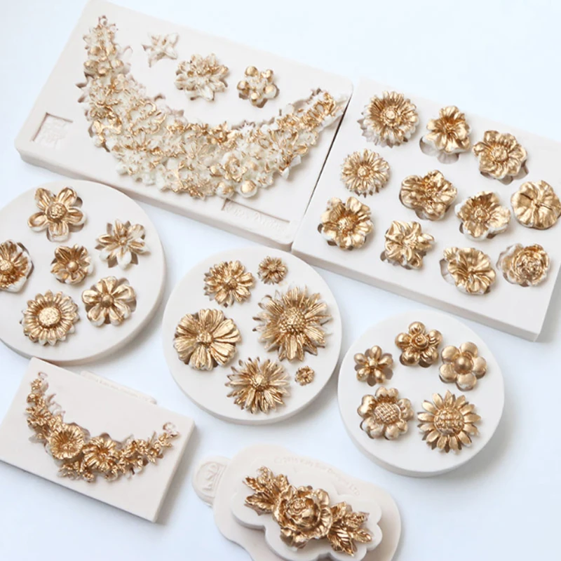 Небольшие цветы силиконовая форма Роза помадка торт украшения инструменты формы