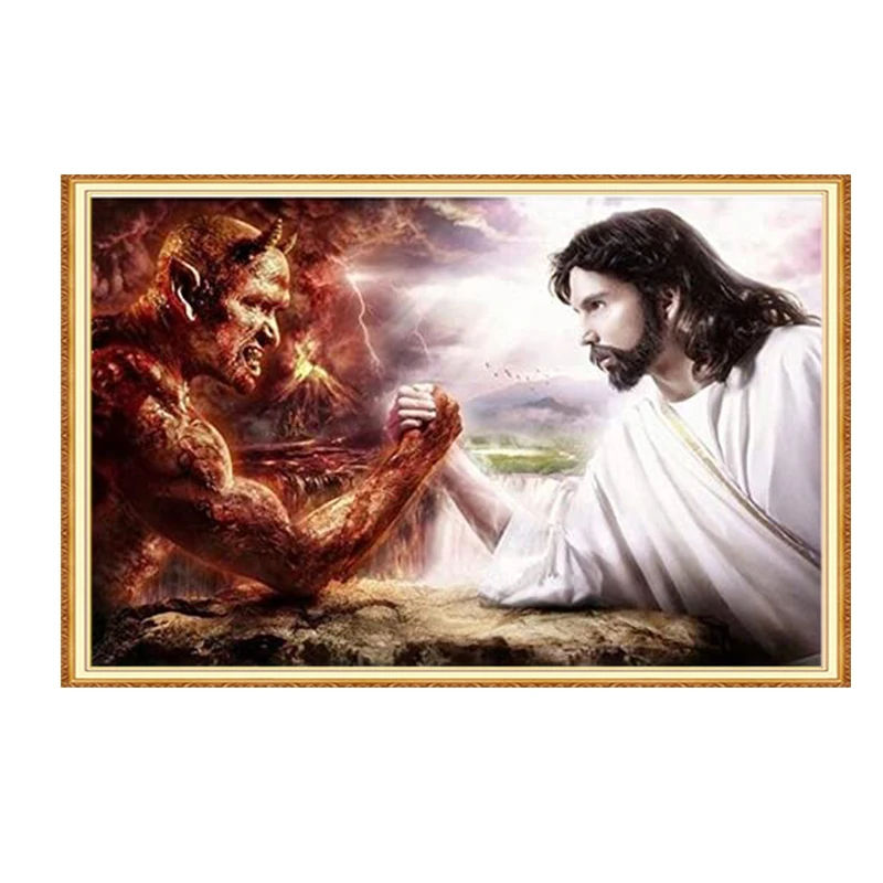 Алмазная живопись MEIAN вышивка крестиком религия мозаика Иисуса и сатаны