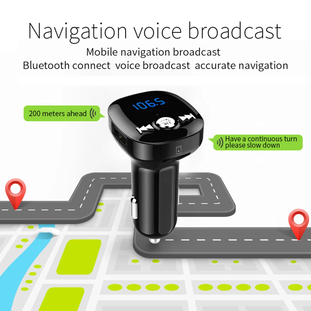Портативный автомобильный FM-передатчик с двумя USB-портами Bluetooth 5 0 12-24 В - купить по