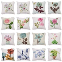 4545cm rose flowers cotton linen cushion cover nordic style wedding decoration throw pillow for home sofa bed car pillowcase