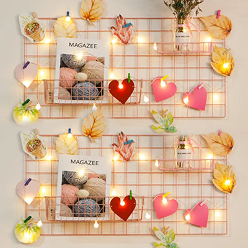 

Decoration Iron Grid Decor Photo Frame Postcards DIY Wall Art Display Storage Rack Holder Shelf Organizer Home decor Nordic Wall
