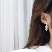 14k real gold plating korean sparkling zircon tassel earrings women noble elegant birthday gift jewelry