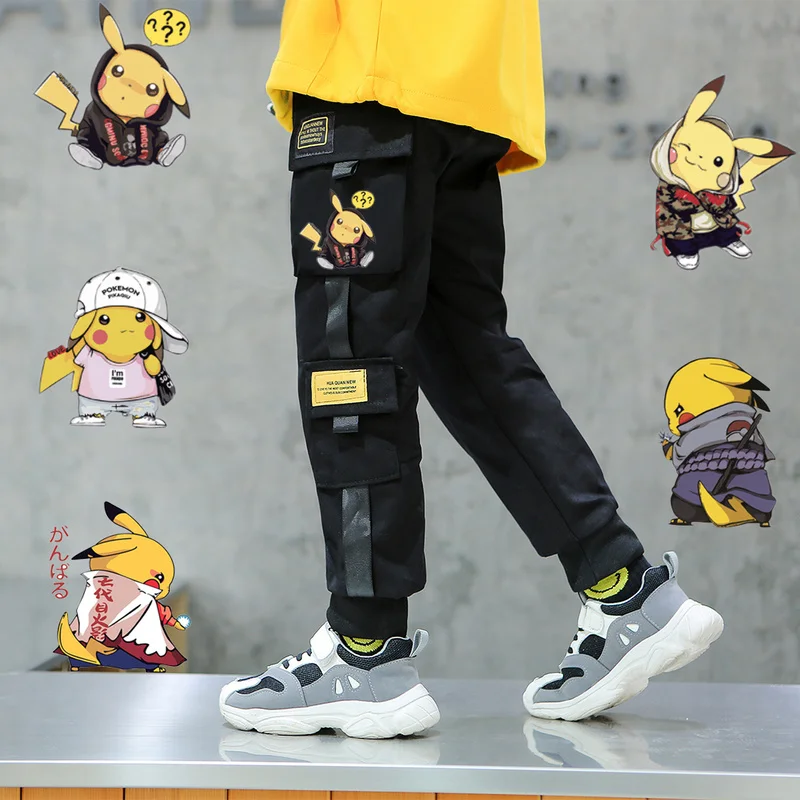 

Аниме периферийные детские брюки Покемон Пикачу Новинка весна-осень детские комбинезоны повседневные брюки Рождественский подарок на ден...