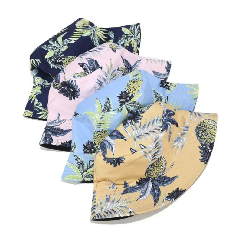 

2020 New Arrival Fisherman Hat Female Cotton Pineapple Double-sided Wearing Basin Hat Spring And Summer Outdoor Sun Hat4