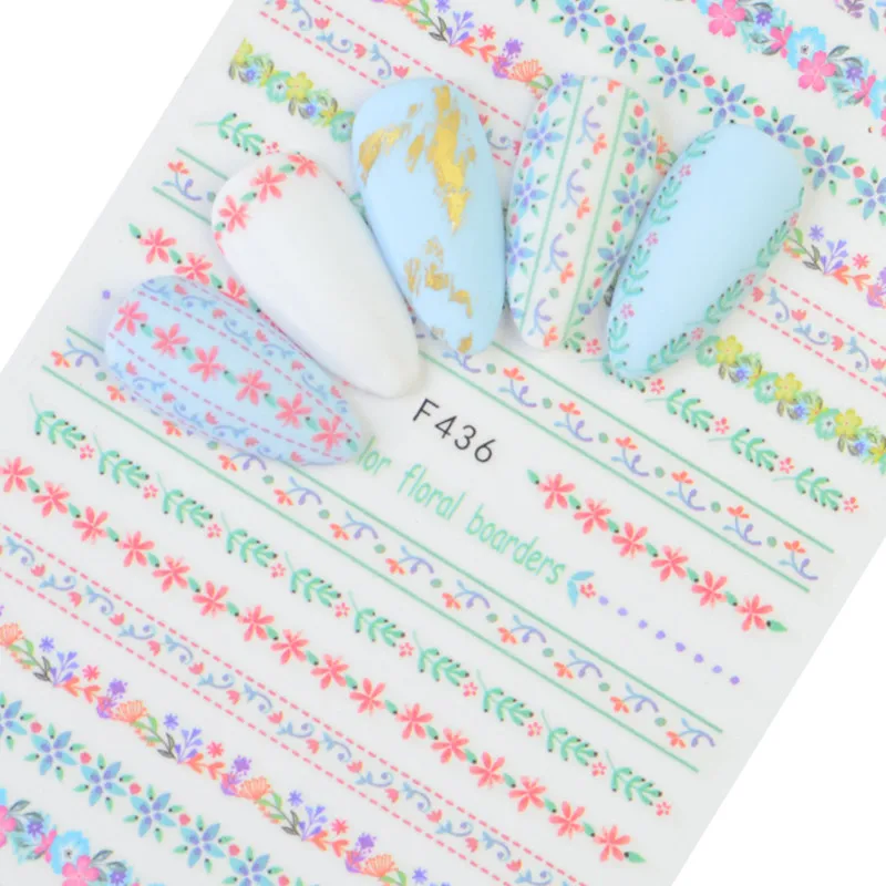 

1 Sheet Ultra thin Back Gummed 3D Nail Stickers Flower Patterns Self-adhesive DIY Nail Art Decoration