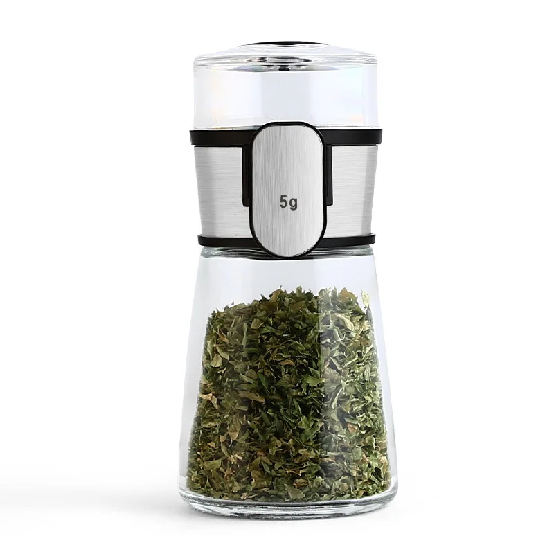 

Kitchen Control Measuring Bottle Glass Spice Box Stainless Steel Seasoning Box Seasoning Bottle 5G Measuring Salt Jar