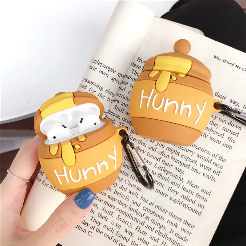 

For Airpods 2 Case 3D Honey Cartoon Soft Silicone Wireless Earphone Cases For Apple Airpods Case Cute Cover Funda