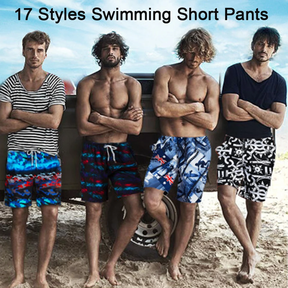 

Размера плюс S-3XL Мужская одежда для плавания, мужские шорты с принтом, микро-эластичные трусы для плавания, пляжная одежда