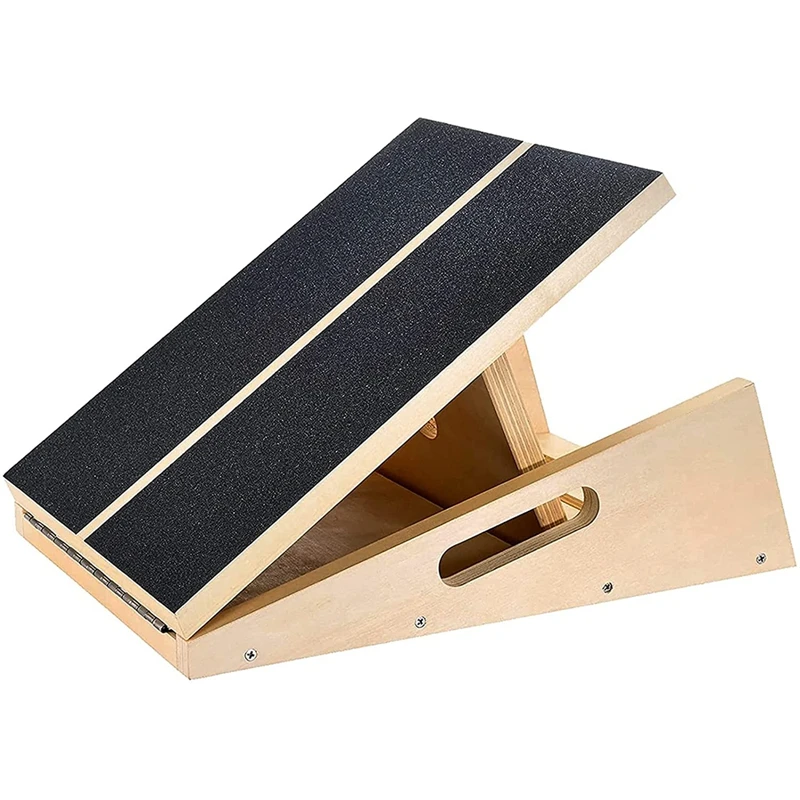 Wooden Slant Board Adjustable Incline Board and Calf Stretcher Slant Board with Non-Slip Surface Stretch Board