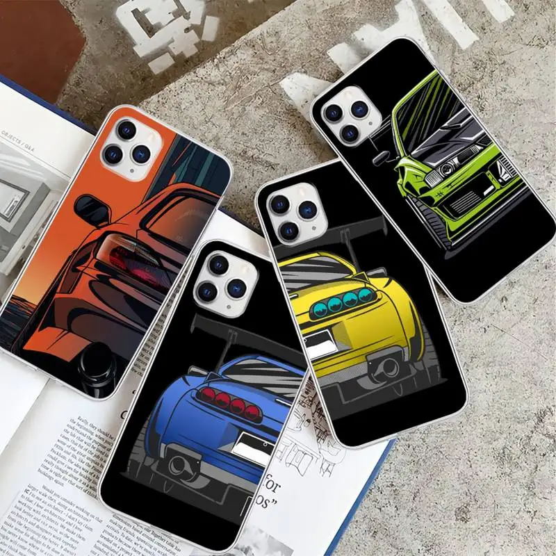 

Cartoon Car Tail Light JDM Transparent Mobile Phone Case Cover For Huawei P20 P40 Lite P30 Pro P Smart 2019 Honor 10 10i 20 Lite