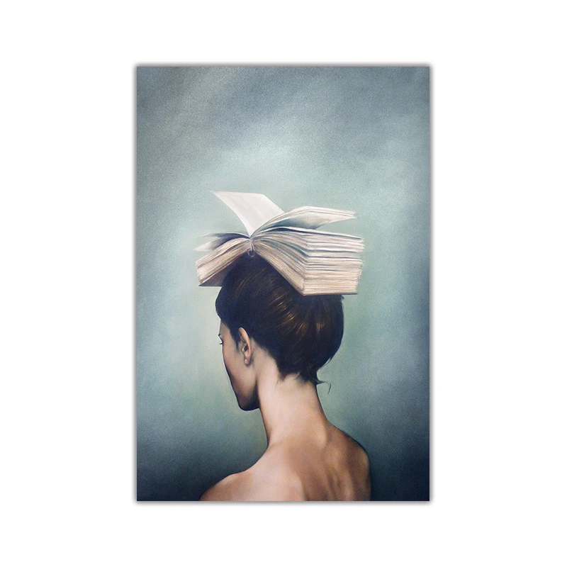 

Abstract Book Woman Artwork Canvas Painting Modern Wall Art Posters and Prints Decorative Picture Living Room Home Decoration