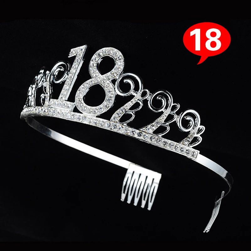 Happy Birthday Crown резинки для волос для Для женщин Для мужчин номер 18/20 Вт, 30 Вт, 40 диадемы украшения для волос аксессуары для дня рождения - Окраска металла: 18 Years old