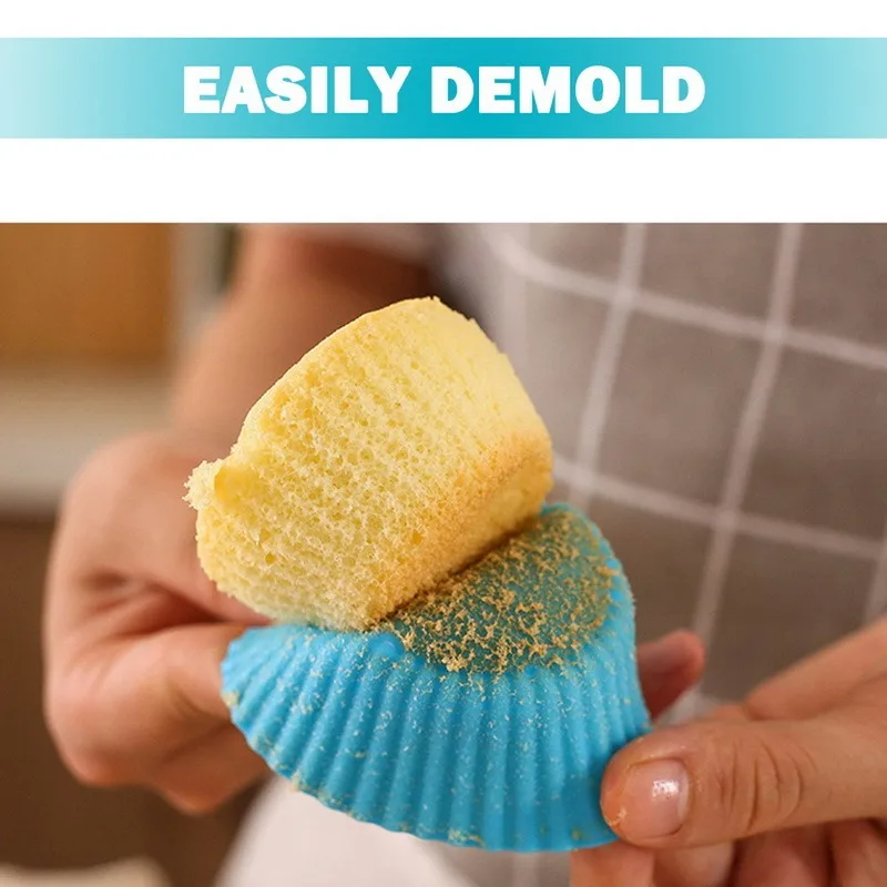 

10/12pcs Silicone Cake Mold Round Shaped Muffin Cupcake Baking Molds Kitchen Cooking Bakeware Maker DIY Cake Decorating Tools