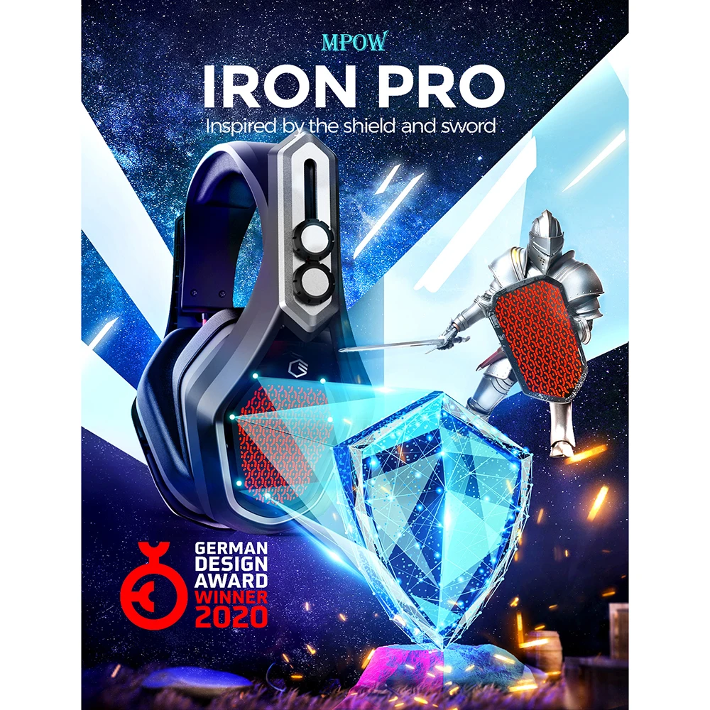 Беспроводная игровая гарнитура Mpow Iron Pro с разъемом USB/3 5 мм наушники