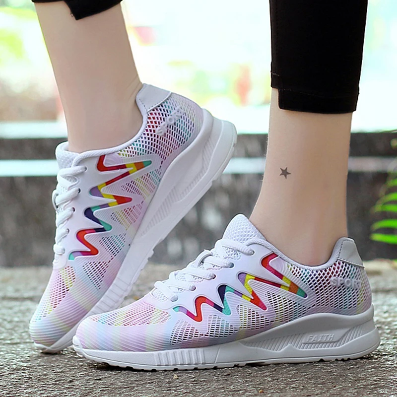 

Women's White Sneakers Sport Women Flat Shoes 2021 Lady Colorful Running Tennis Female Tenis Casual Shoe Vulcanized Basket Femme