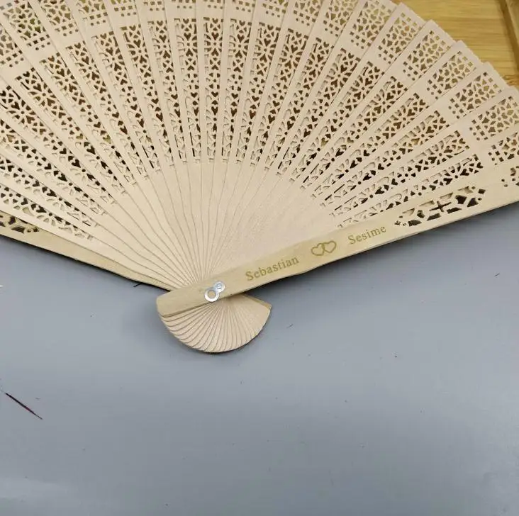 120 шт./лот пользовательский Свадебный сандаловый Ручной Веер