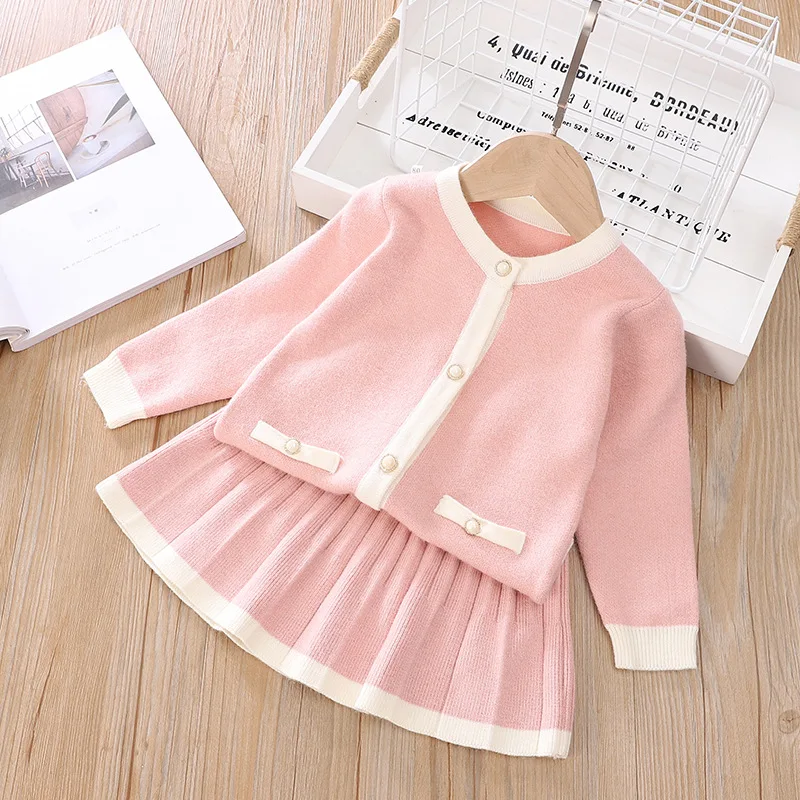

Autumn Baby Girls Clothes Winter Kids Clothes Set Knitwear+Pleated Skirt Tracksuit Suit For Toddler Girls Children Clothes 2020