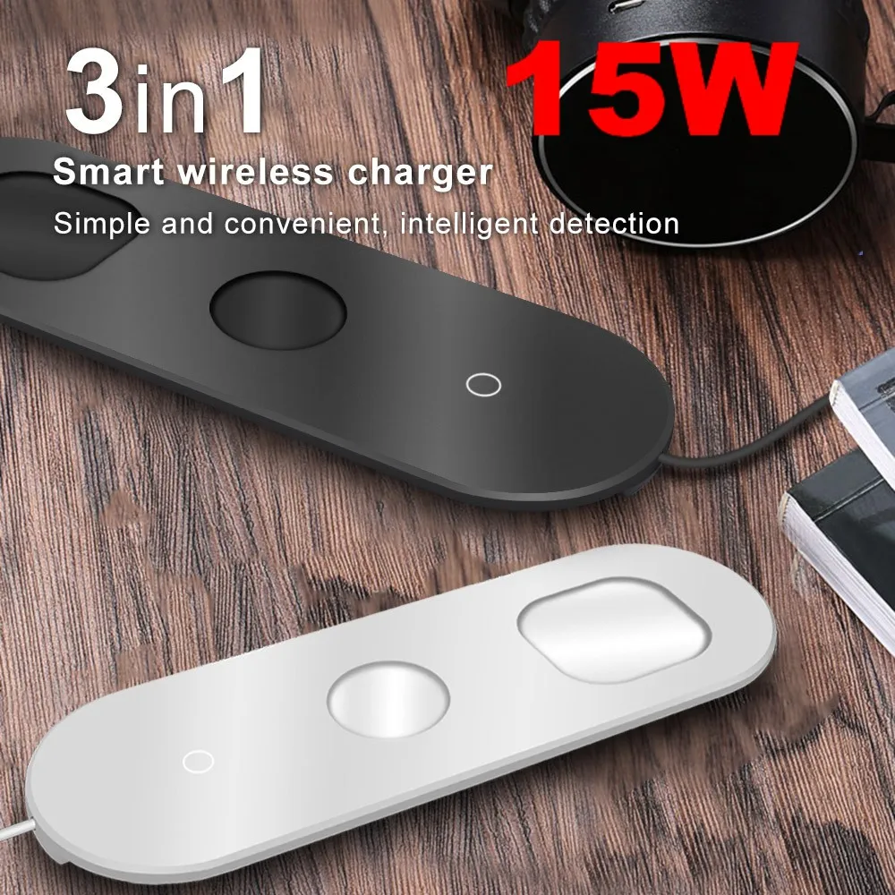 

3 In 1 wireless charger for lphone 7 8 Plus Xs Fast Charging Wirelesss Charger lphone earphone