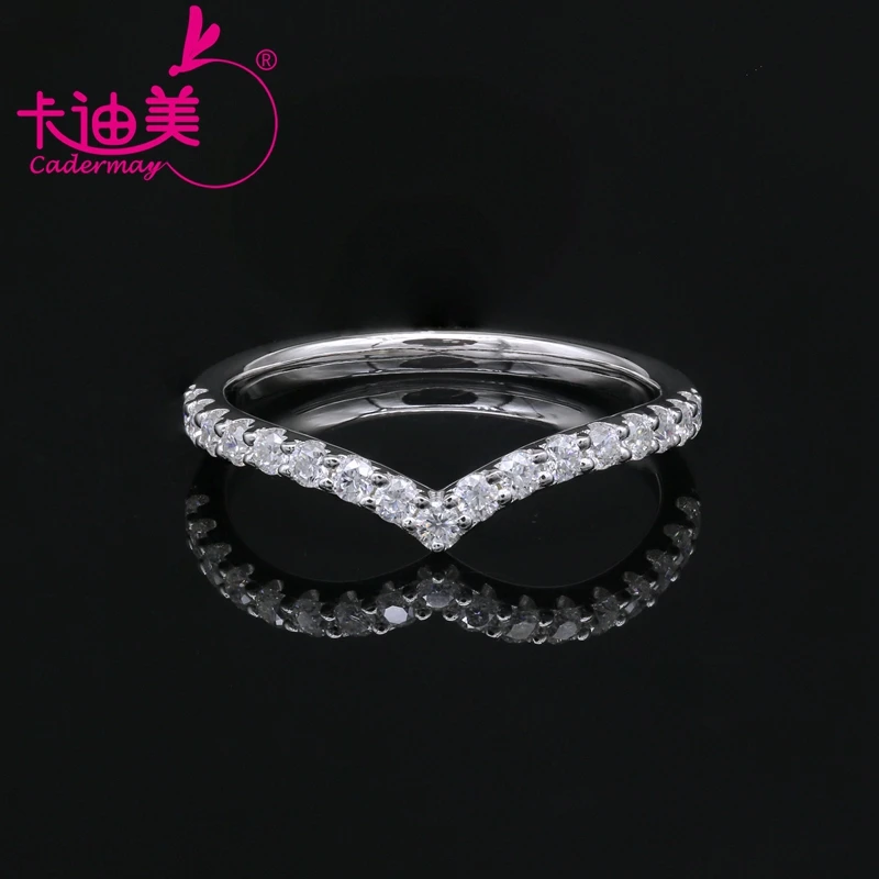 CADERMAY Hot Sale Classic Silver 925 EF Shaped Moissanite Diamond Eternity Ring  For Women And Girls Customized Jewelry