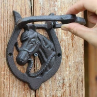 retro horse head cast iron crafts door knock courtyard home wall decoration antique door handle knocker hardware