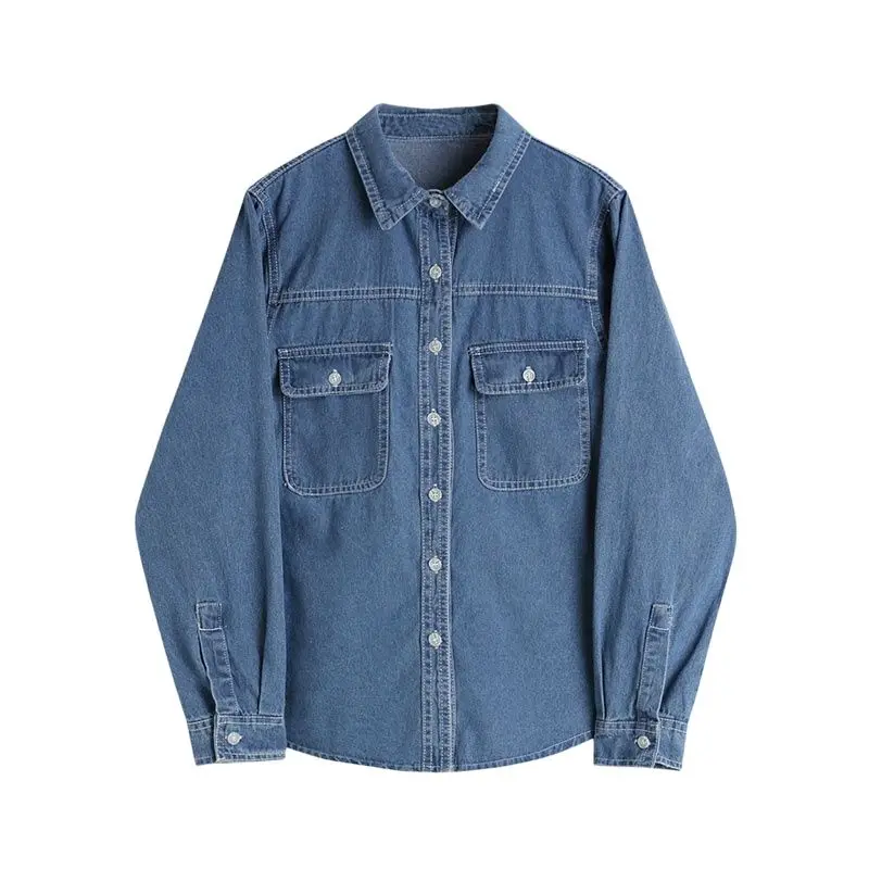 

Spring Women's Denim Shirt Fashion Casual Streetwear Vintage Loose Long Sleeve Shirts Blouses Female Cowboy Blouse Korean Top