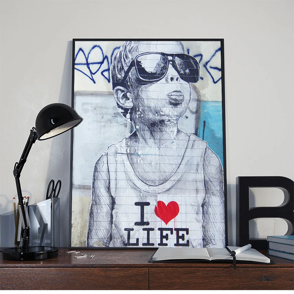 Картины для дома абстрактные граффити на холсте улица мальчика художественные