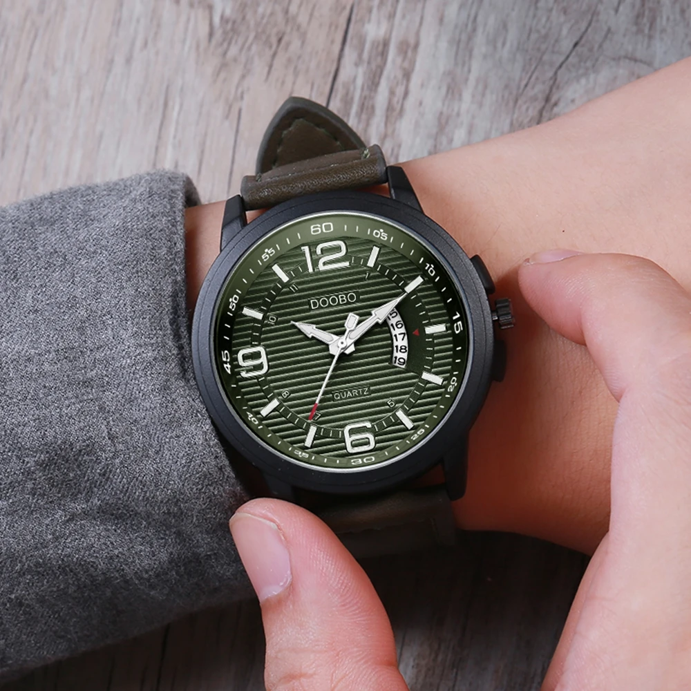 

Mens Watches Top Luxury Brand Men Leather Sports Watches Men's Quartz Date Clock Waterproof Military Wrist Watch