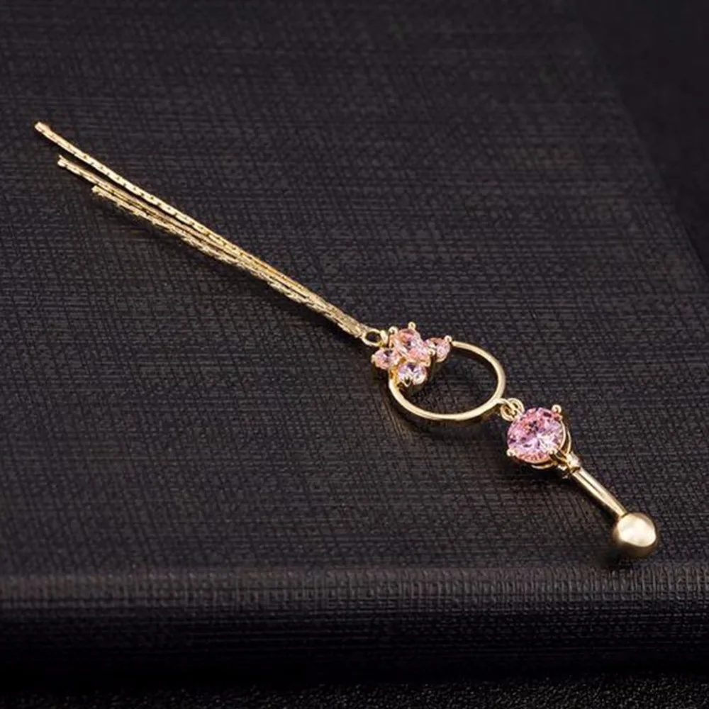 Прозрачный фиолетовый розовый Бабочка кубический цирконий золотой цвет пупка