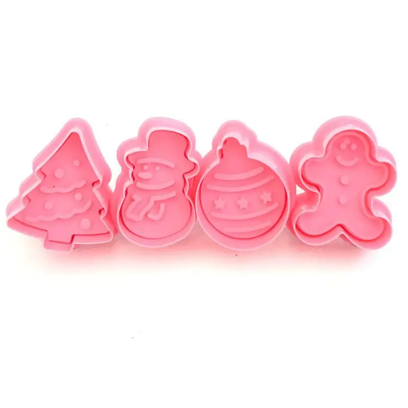 New Year 2021 4pcs Christmas Series Biscuit Mold Household ABS Cookie Tools Baking Appliance Kitchen Cake Decoration Tool