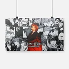 Светильник лый аниме постер Yagami Death Note с рамкой и деревянной рамкой, Картина на холсте, настенное искусство, декор для спальни, кабинета, домашний декор, принты