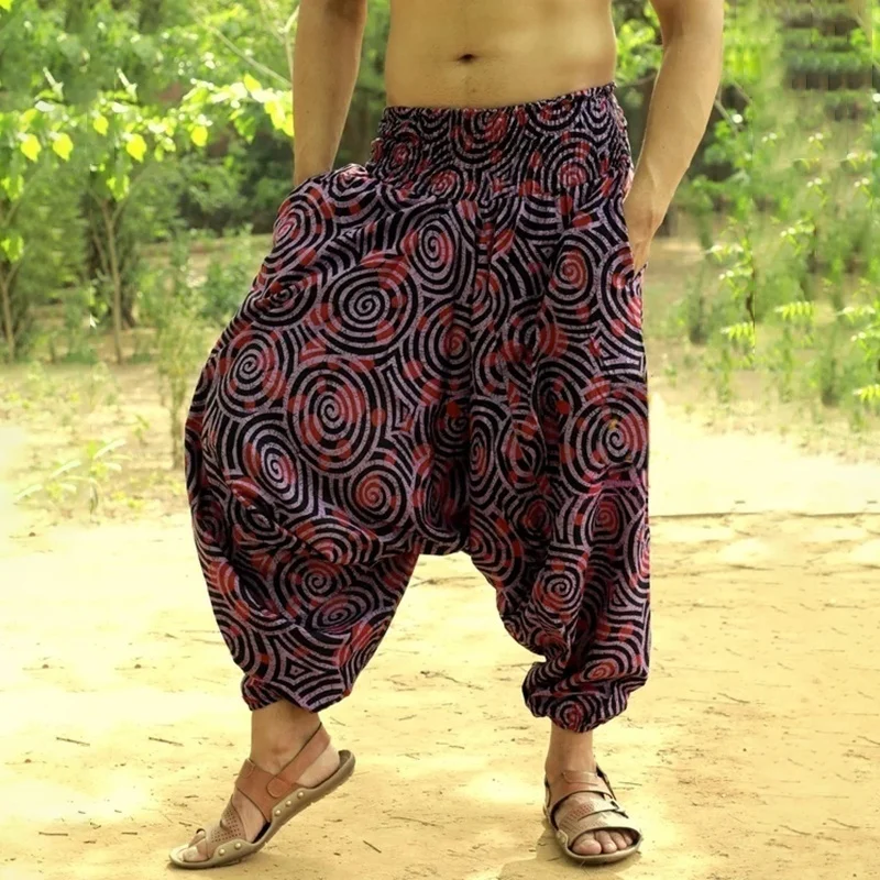 Men Hip Wide Leg Trousers Baggy Cotton Linen Pants Casual Long Pantalones 2020 New Loose joggers streetwear | Мужская одежда