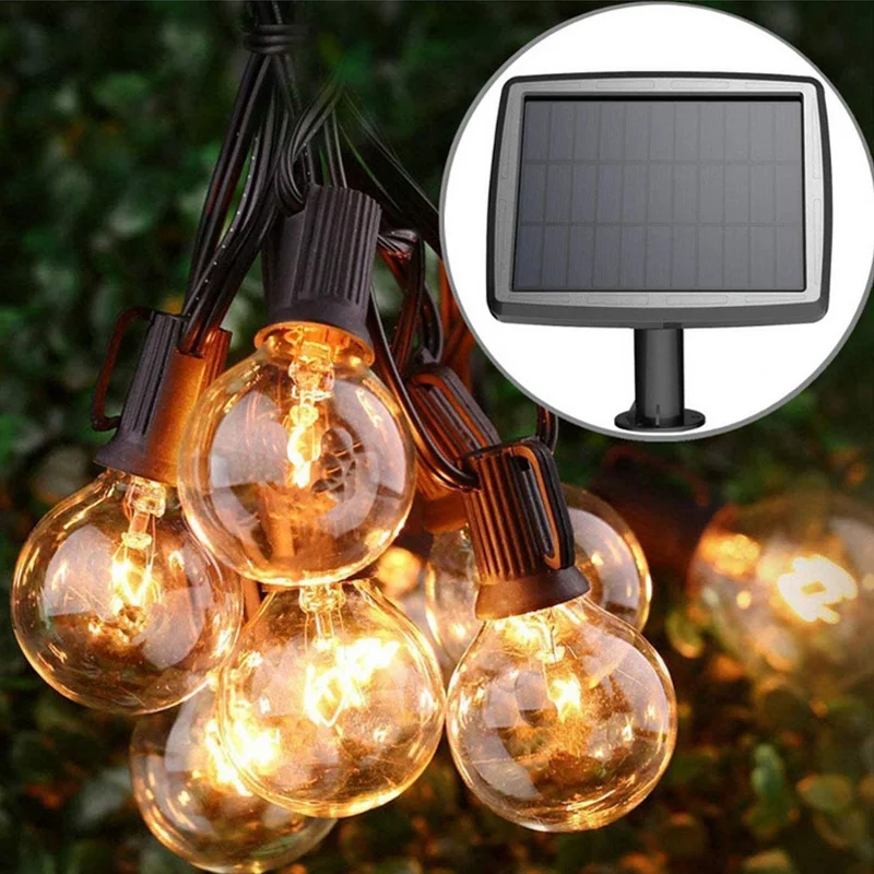 

Outdoor Solar Powered LED String Lights Warm Lighting G40 Bulb LED String Light For Wedding Birthday Christmas Party Decoration