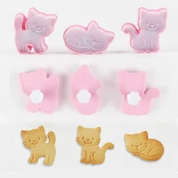 3pcsset cute cat cookie molds fondant cutter biscuit cutter cake pastry mold decoration kitchen diy baking supplies