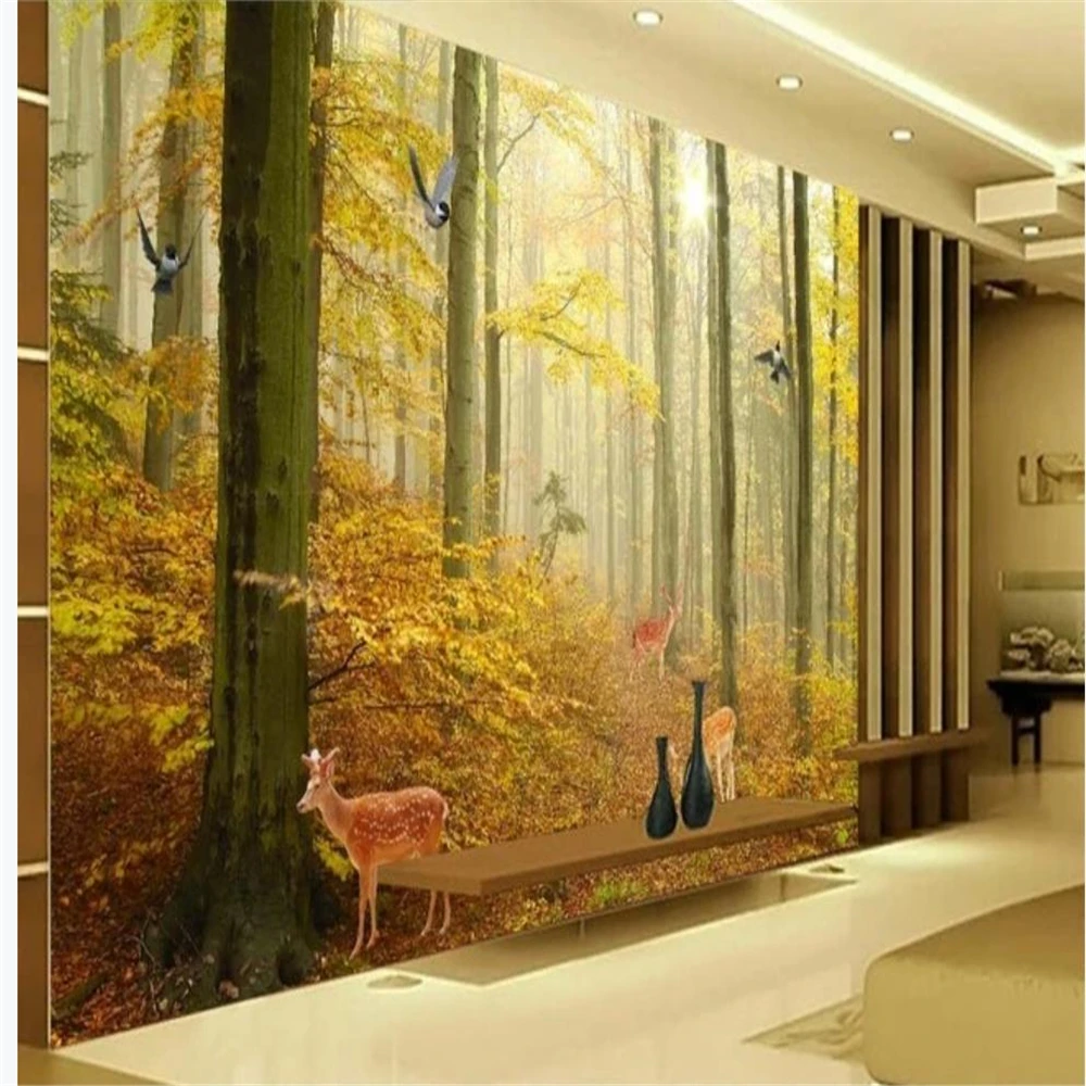 Современный простой лесной пейзаж лес обои фоновая стена 3d | Строительство и