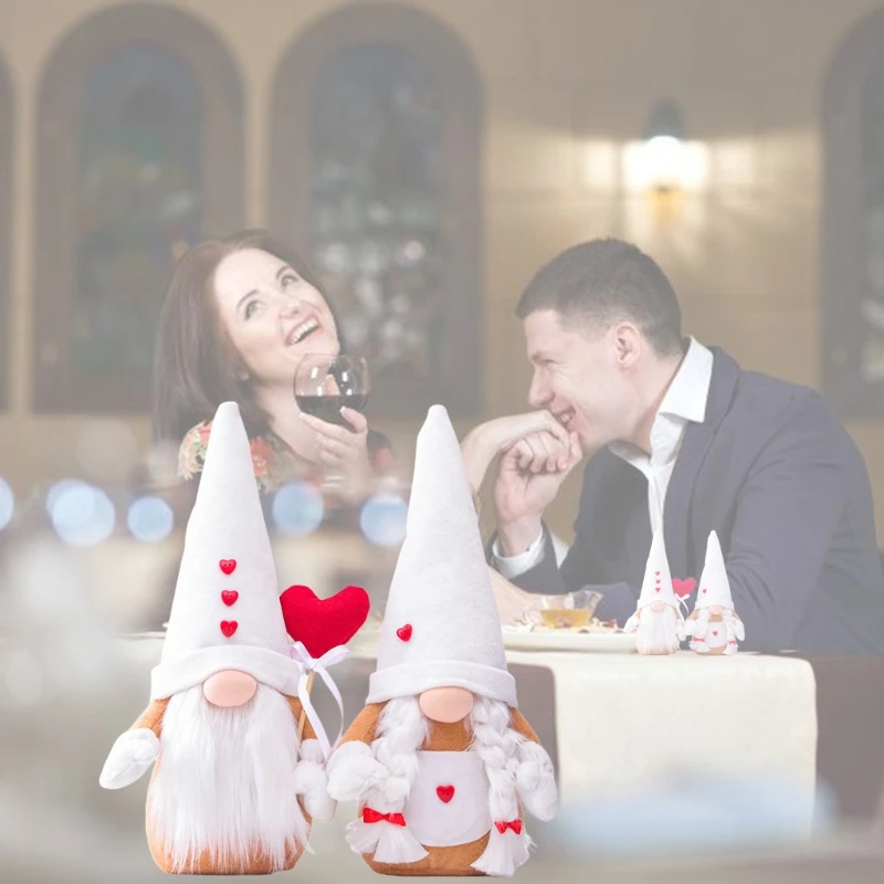 

Happy Valentine's DayRed Love Heart Gnome Handmade Swedish Tomte Plush Dolls Holiday Valentine's Day Xmas Decor