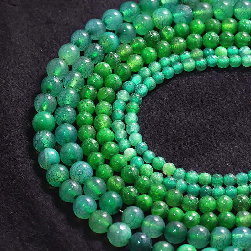 

Natural Stone Moire Agate Beads Round Green Loose Beads For Jewelry DIY Making Bracelet Accessories 15" 6/8/10mm