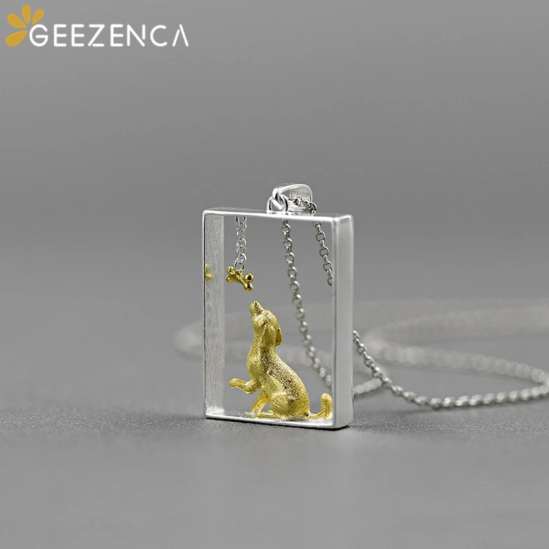 

Женское ожерелье из серебра 925 пробы, с золотистым ретривером