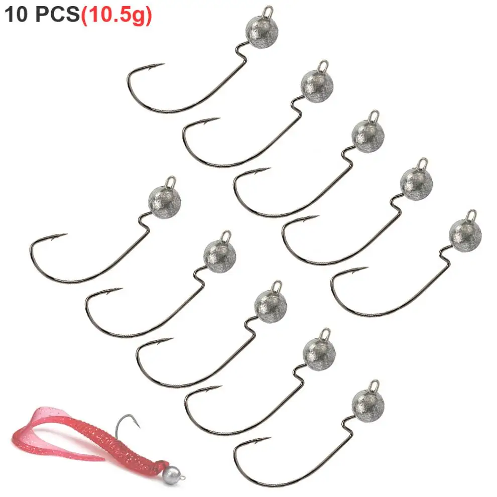 

Fishing Hooks 10pcs/lot 10.5g Crank Jig Lead Head Hook Soft Baits Sea Fishing Carbon Steel Hooks