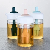 simple heat resistant glass oil pot bbq olive oil seasoning dispenser bottle dip and take integrated soy sauce bottle with brush