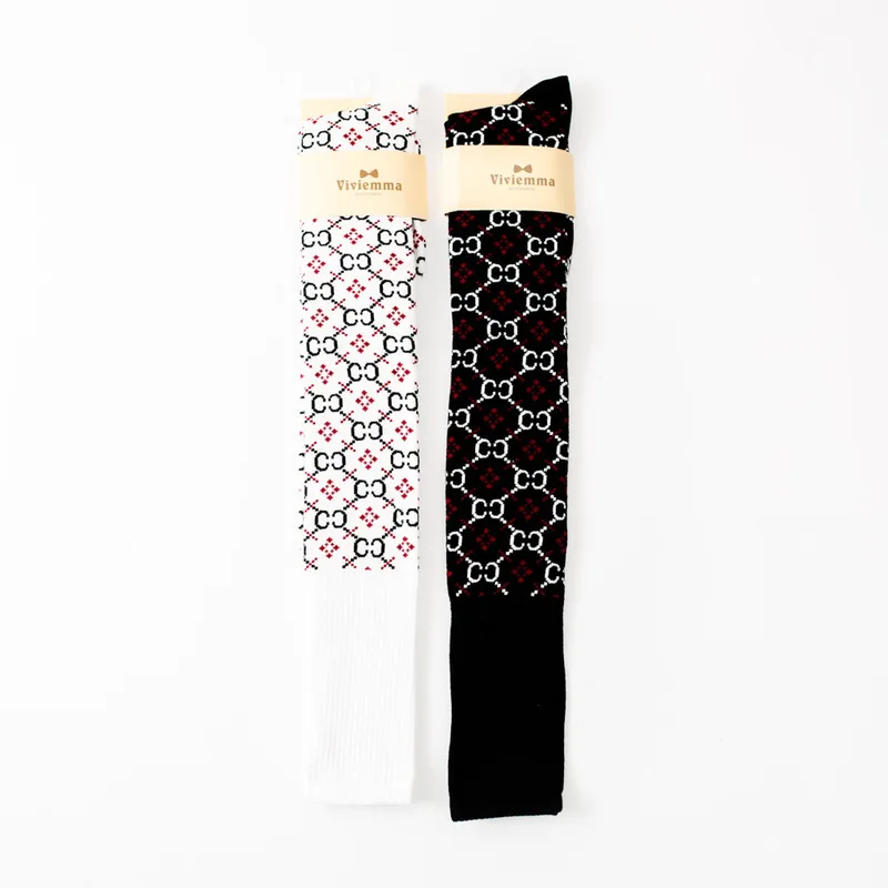 Autumn Winter Stocking Women With Web Celebrity Style Popular Logo Stockings High Leg Cotton Letters Ladies Over Knee | Женская одежда