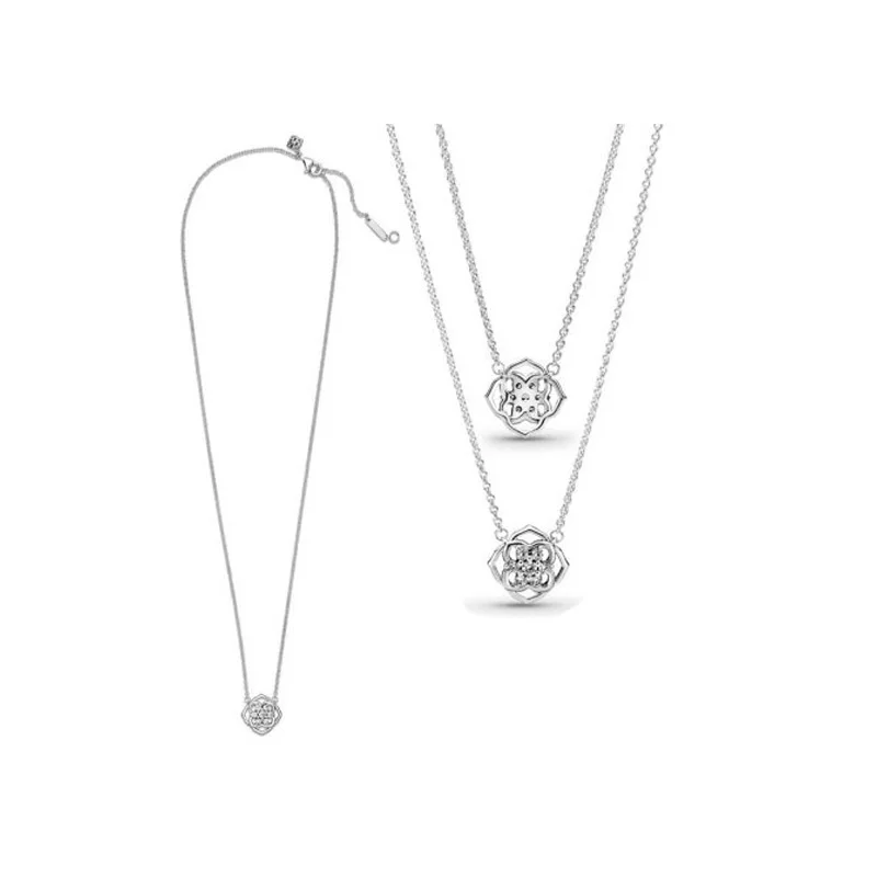 

2021 Mother's Day Classic Style 925 Sterling Silver Rose Petals Collier Necklace For Women Brand Original Necklace Jewelry Gift